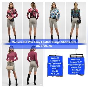 Manière De Voir Faux Leather Cargo Shorts – Beige Utility Size US XS / UK 6